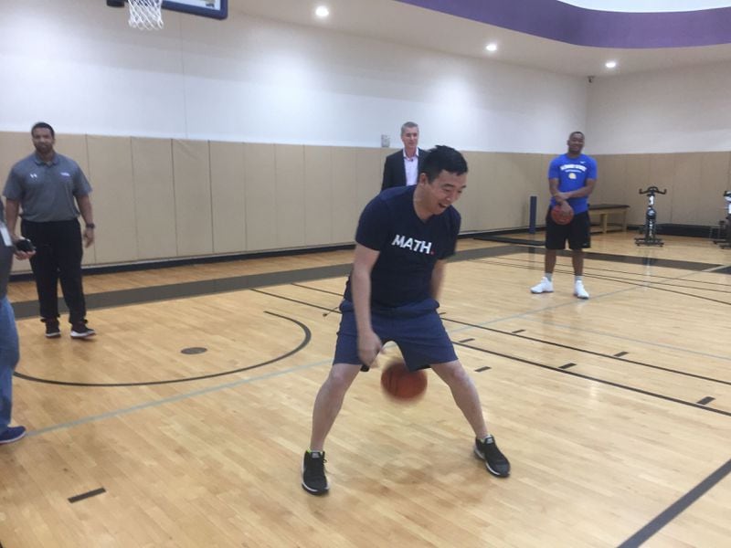 Andrew Yang wore a “MATH” shirt for the matchup.