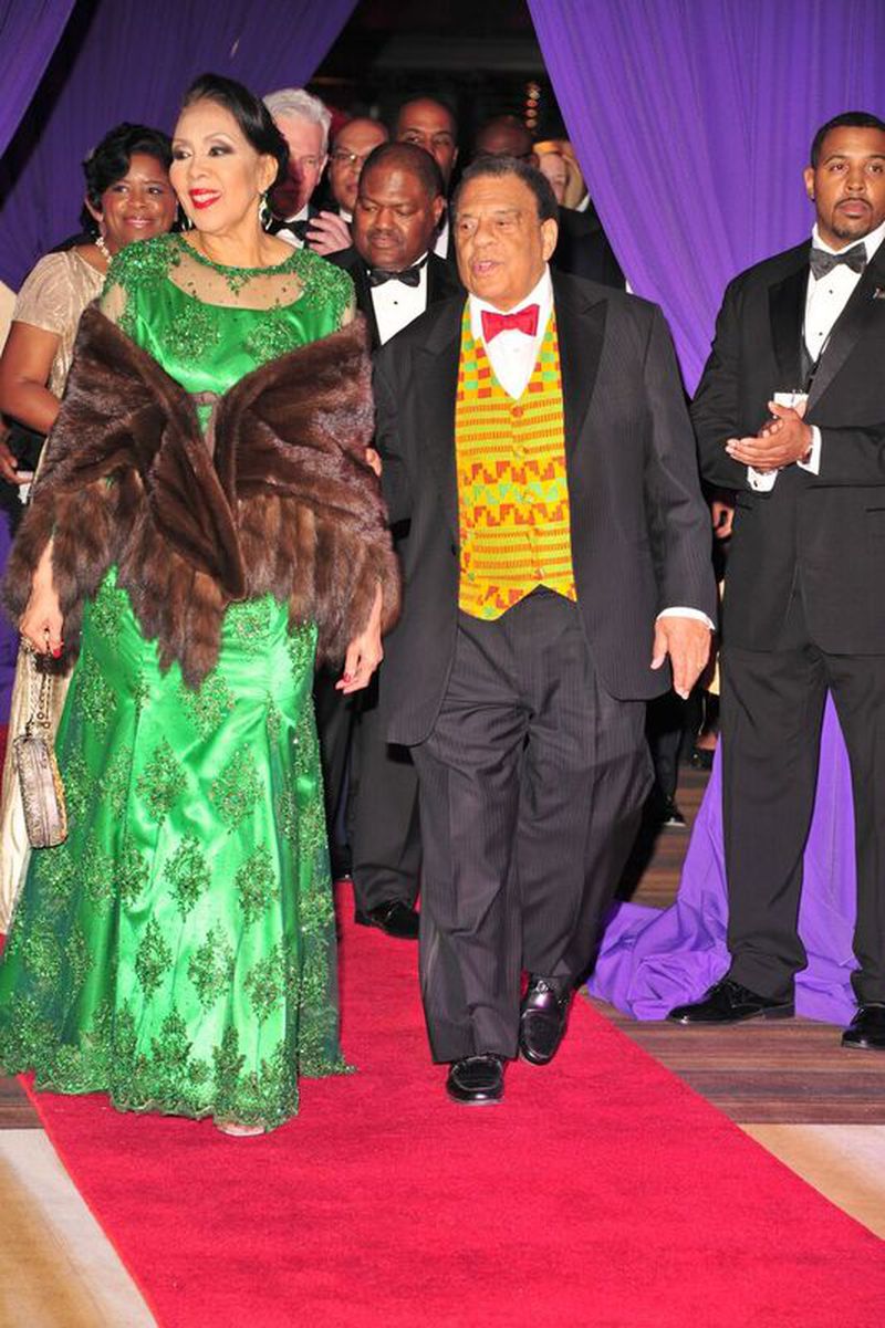 Former UN Ambassador and Atlanta Mayor Andrew Young and Carolyn Young enter the ball.