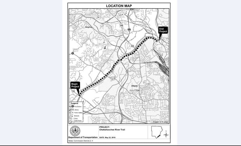 The planned route of the Chattahoochee River Trail (Courtesy of Cobb County)