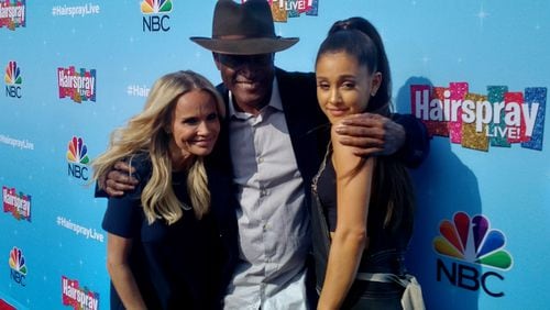 Kenny Leon poses with Kristin Chenoweth and Ariana Grande on the set of "Hairspray Live!" Photo: Melissa Ruggieri/AJC