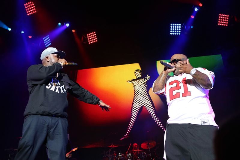 Big Boi and CeeLo Green share the stage. (Akili-Casundria Ramsess/Special to the AJC)
