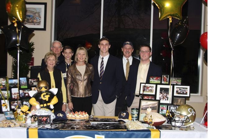 Georgia Tech linebacker Tom Cooksey with his family on signing day in February. (Courtesy Cooksey family)