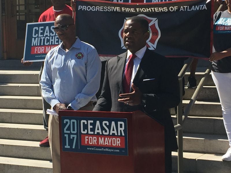 Atlanta City Council President Ceasar Mitchell, who is running to succeed Kasim Reed as mayor of Atlanta, received the endorsement Tuesday of the Progressive Firefighters of Atlanta.