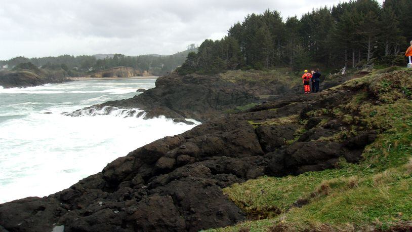 Authorities are searching for a Georgia man believed to have been swept away in waters off the coast in Oregon. (Credit: Oregon State Police)