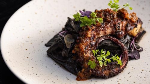 Fideo negro, or "black noodles," is a Mexican take on squid-ink pasta at Pata Negra in Atlanta's Brookwood neighborhood. Courtesy of Pata Negra