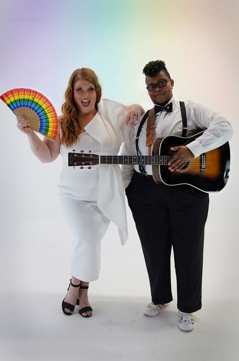 Heather Mae (left) and Crys Matthews were supposed to play at Eddie’s Attic in Decatur this month. Instead, they are presenting “Singing OUT: The First-ever Virtual Pride Tour.” Contributed by Heather Mae