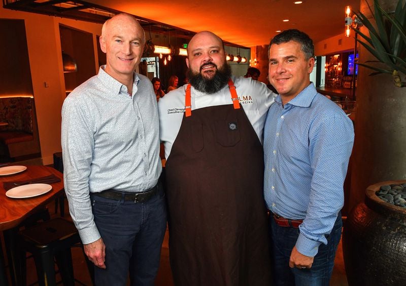 Fifth Group management includes founding partner Robby Kukler (from left), Executive Chef Chad Clevenger and Ian Mendelsohn, director of beverage operations. Mia Yakel for The Atlanta Journal-Constitution