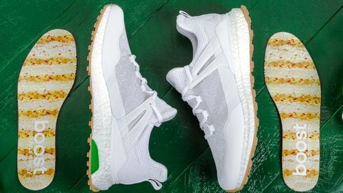 Adidas pimento-inspired shoe is available the week of the Masters Tournament.