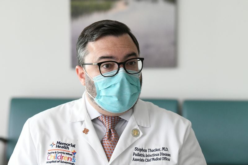 Dr. Stephen Thacker, associate chief medical officer and pediatric infectious disease specialist at Memorial Health, says that being acquired by the HCA Healthcare chain has helped Memorial Health secure personal protective gear and in-demand equipment like ventilators. (Hyosub Shin / Hyosub.Shin@ajc.com)