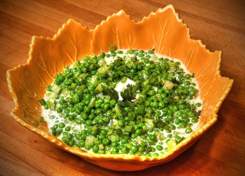 Take your Thanksgiving side dishes to the next level with Sweet Peas with Tarragon and Creme Fraiche, adapted from a recipe by chef Jennifer Hill Booker. Food styling by chef Jennifer Hill Booker / Chris Hunt for the AJC