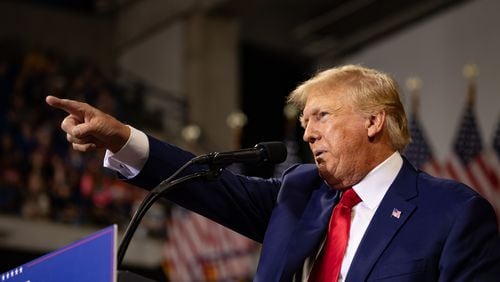 Several Republican officials in Georgia say there are ongoing discussions about former President Donald Trump possibly holding a rally in the state next month. He is pictured speaking at a rally in Wilkes-Barre, Pa., Sept. 3, 2022. (Hannah Beier/The New York Times)