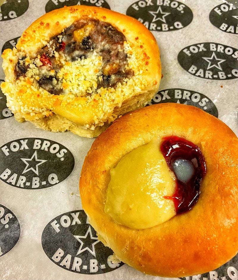 Vegetarian, savory and sweet kolaches from Fox Bros. Bar-B-Q are offered at East Pole Coffee Co.  Courtesy of Fox Bros. Bar-B-Q