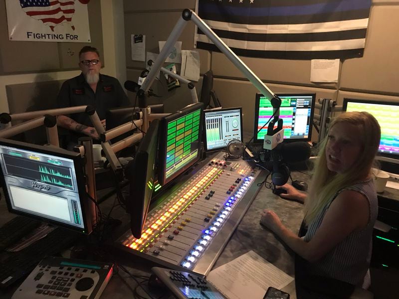 Shannon Burke and Kara Stockton during their final show on Talk 106.7 May 31, 2019.
