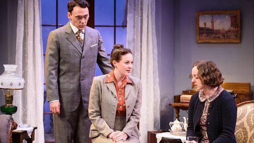 Appearing in the cast of the Alliance Theatre’s “Sheltered” are John Skelley (from left), Amanda Drinkall and Lauren Boyd Lane. Skelley and Drinkall play a couple undertaking a noble cause as the Nazis target Jews in Europe in 1939. CONTRIBUTED BY GREG MOONEY