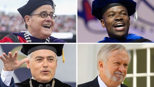 A retired University of Georgia professor says the job of college president is losing its luster in these trying times. Clockwise from top left are Jere Morehead, University of Georgia; M. Brian Blake, Georgia State; Brooks Keel, Augusta University; and Ángel Cabrera, Georgia Tech. (AJC file)