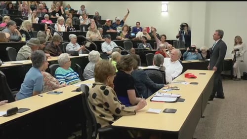 Rep. Buddy Carter holds a town hall in Savannah. (Photo: WTOC live stream.)