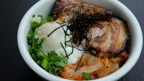 Buta Kimchi Mini Rice Don at NEXTO. / (BECKY STEIN PHOTOGRAPHY)