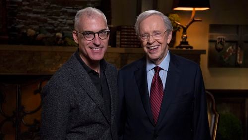 In Touch Ministries President and CEO Phillip Bowen and founder Charles F. Stanley. Stanley died April 18 at age 90. Bowen said the ministry will continue to spread the word of God.