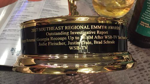 Channel 2 Action News won a Southeastern Emmy award Saturday for stories that helped Georgia revenue officials recoup up to $6.4 million. AJC reporter Brad Schrade collaborated on the story.