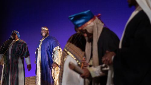 Zebulon Ellis as King Herod at a tech rehearsal for the new musical "Mother of God."