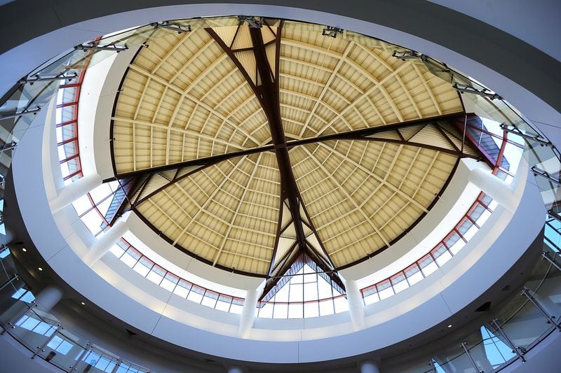 The rotunda ceiling is a piece of artwork in and of itself at the Tubman Museum. Curtis Compton / ccompton@ajc.com