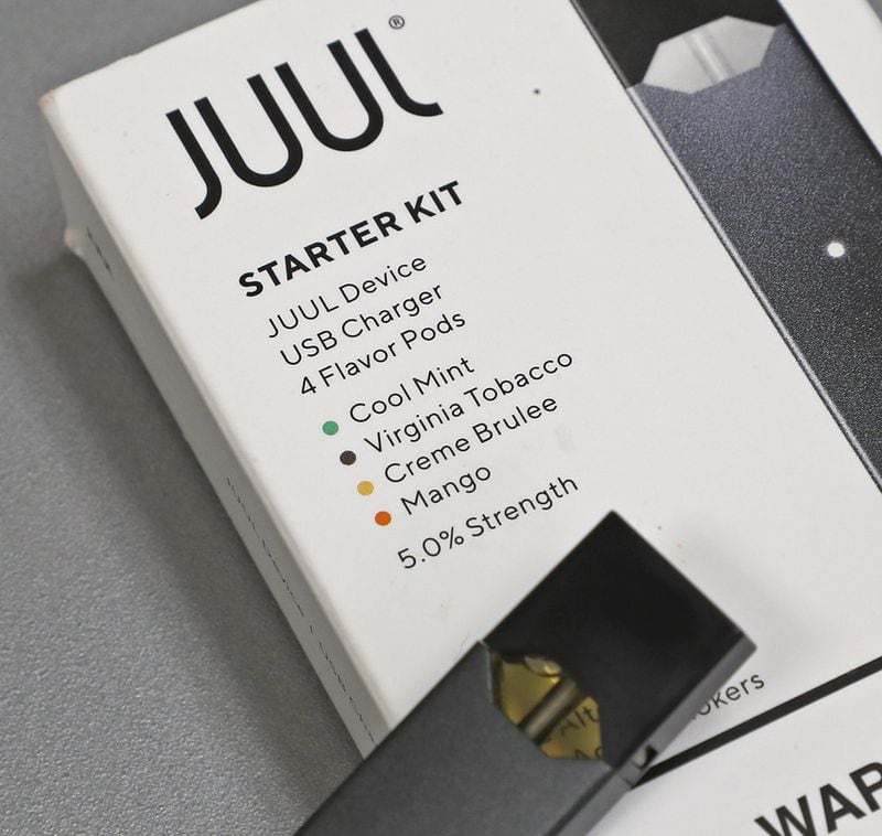 A Juul starter kit with flavors like Mango and Creme Brulee. 