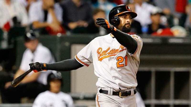 Nick Markakis is 5-for-10 with runners on base this season for the Braves. In nine seasons with the Orioles, Markakis hit .292 with a .386 OBP and 30 extra-base hits in 295 at-bats at Toronto's Roger Centre, where the Braves have a three-game weekend interleague series. (AP photo)