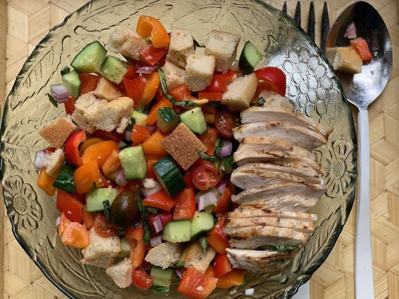 Using champagne vinegar in the dressing for your Healthy Chicken Panzanella Salad will make a world of difference. CONTRIBUTED BY KELLIE HYNES