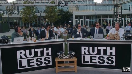 Gov. Brian Kemp speaks to the Ruthless Podcast in Milwaukee on Aug. 23, 2023. 