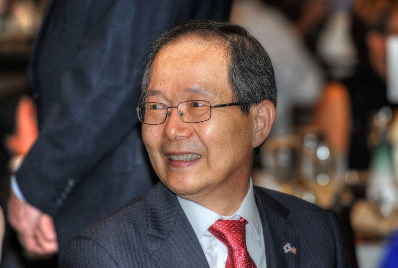 Ambassador Seong-Jin Kim, consul general of the Republic of Korea in Atlanta, awaits the opening presentation of the Korean celebration called Chuseok. More than 100 influential guests from Georgia — including lawmakers, business executives and food bloggers — were invited to experience Korean food and culture. The gala was held Oct. 5, 2017, at the Westin Atlanta Perimeter North. (Chris Hunt/Special for The AJC)