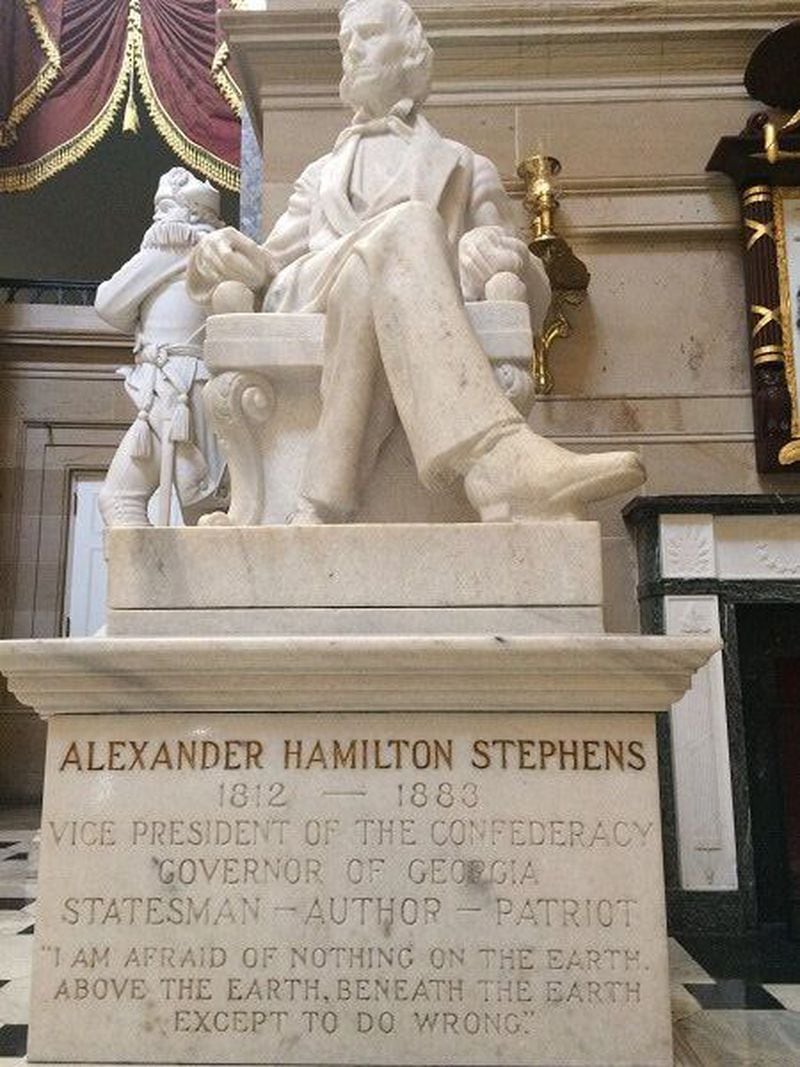 The 1927 statue of Alexander Stephens as it sits in the U.S. Capitol