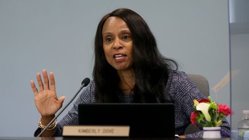 Fulton County school board President Kimberly Dove (shown in a 2022 file photo) presided over a meeting where the school board tentatively approved a budget plan for the upcoming school year. (Jason Getz / AJC file photo)