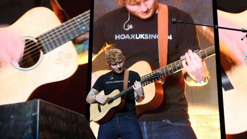 Ed Sheeran (and Ed Sheeran and Ed Sheeran) onstage at Infinite Energy Arena on Aug. 25, 2017. Photo: Photo: Robb Cohen Photography & Video /RobbsPhotos.com