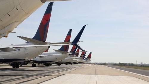 Planes parked at Hartsfield-Jackson International Airport as Delta cuts flights. (Photo: Hartsfield-Jackson International Airport)