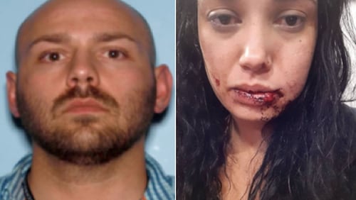 Benjamin Fancher (left) was arrested in New York after allegedly driving Brittany Correri (right) around Atlanta and beating her.