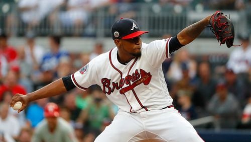 Braves opening-day starter and former All-Star Julio Teheran takes a 7-10 record and 5.25 ERA into his Monday start at Colorado. He’s struggled like most Braves starters during the team’s slide over the past four weeks.  (Photo by Kevin C. Cox/Getty Images)