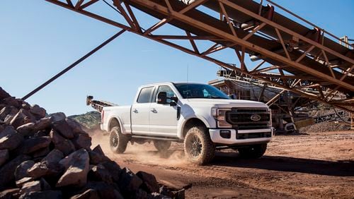 The 2021 Ford Super Duty will see a production cutback at the Kentucky Truck Plant in Louisville because of the semiconductor shortage.(James Lipman/Ford/TNS)