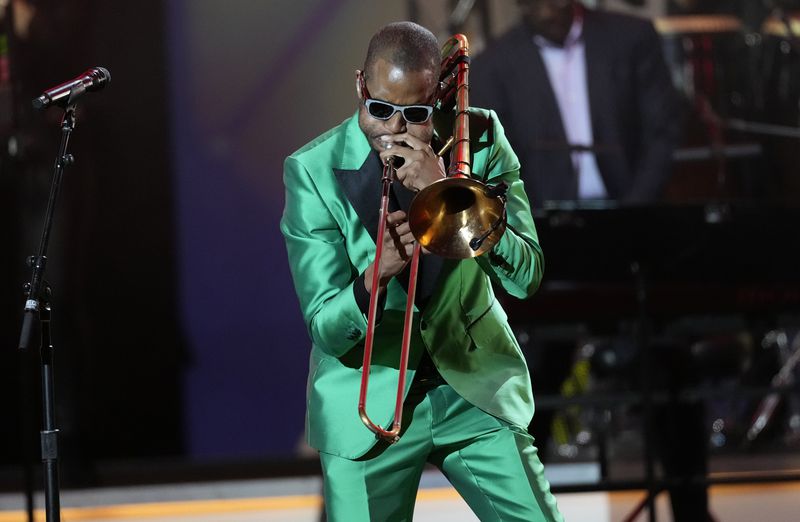 Trombone Shorty at MusiCares Person of the Year honoring Berry Gordy and Smokey Robinson at the Los Angeles Convention Center on Friday, Feb. 3, 2023. (AP Photo/Chris Pizzello)
