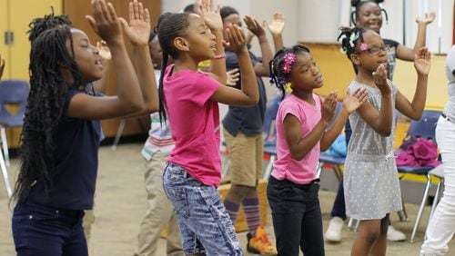 Third graders practice in Letricia Henson’s music and chorus class at Thomasville Heights Elementary School, which is among the  APS schools being run by Purpose Built Schools.