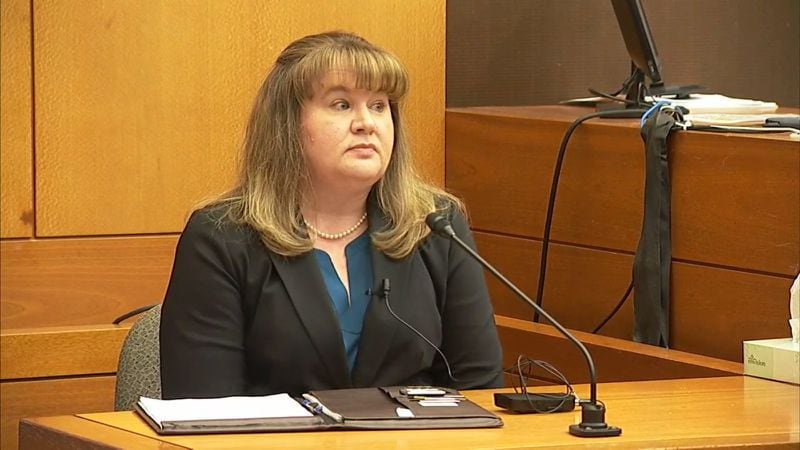 Kasey Wilson, a toxicologist for the GBI, testifies during the murder trial of Tex McIver on March 29, 2018 at the Fulton County Courthouse. (Channel 2 Action News)
