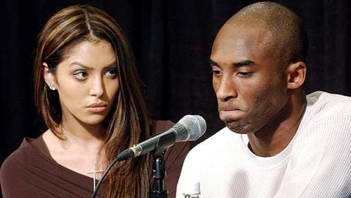 In 2003, L.A. Lakers star Kobe Bryant was charged in Colorado with raping a 19-year-old hotel employee. He denied the rape, but said they had had consensual sex. His wife, Vanessa (left), supported him in public. The rape charge was eventually dropped.