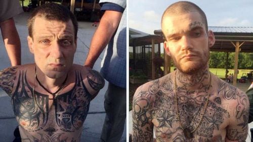 Donnie Russell Rowe and Ricky Dubose, accused of killing two Georgia correctional officers and then committing a crime spree, were arrested June 15 in Tennessee. Rowe and Dubose escaped from a prison bus in Putnam County in the early morning hours of June 13 during a routine transfer. (WKRN-TV News 2 photo)