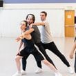 Atlanta Ballet Choreographer-in-Residence Claudia Schreier, right, coaches dancers Ashley Wegmann, Spencer Wetherington and Marius Morawski in a rehearsal for "Nighthawks."
(Courtesy of Shoccara Marcus)