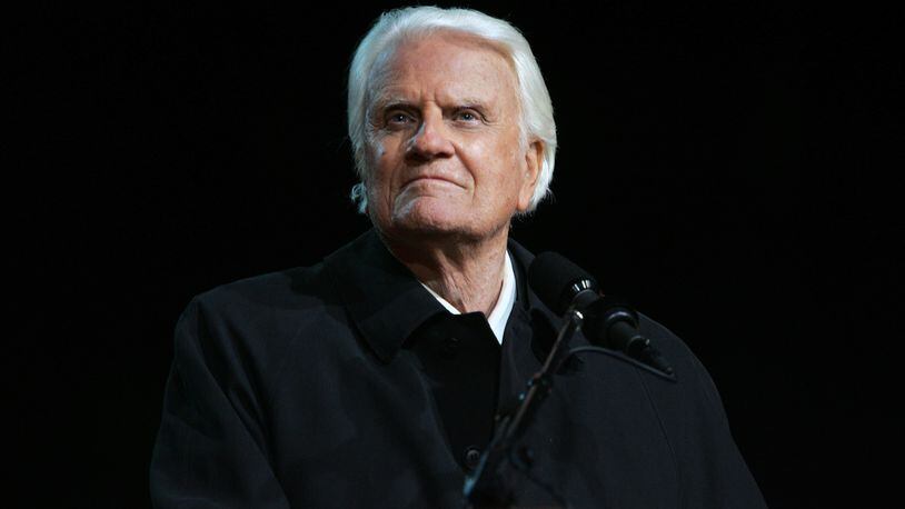 FILE — The Rev. Billy Graham speaks at the Rose Bowl in Pasadena, Calif., on Nov. 18, 2004. Graham, a North Carolina farmers son who preached to millions in stadium events he called crusades, becoming a pastor to presidents and the nations best-known Christian evangelist for more than 60 years, died on Wednesday, Feb. 21, 2018, at his home in North Carolina. He was 99. (Monica Almeida/The New York Times)