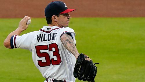Braves starting pitcher Tommy Milone delivers during the first inning against the Miami Marlins on Wednesday, Sept. 9, 2020, in Atlanta.