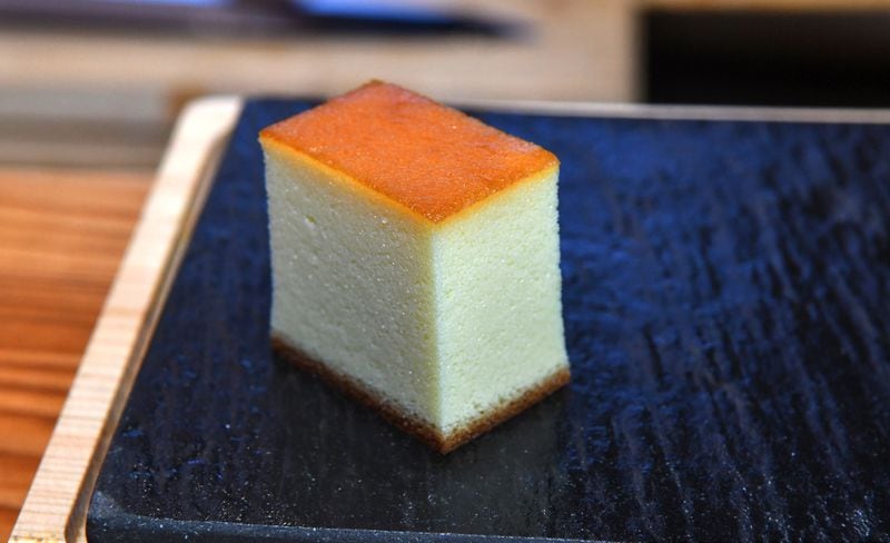 Among the 20 or more dishes Yu serves during a seating is tamago made from eggs and sweet shrimp. (CHRIS HUNT FOR THE ATLANTA JOURNAL-CONSTITUTION)