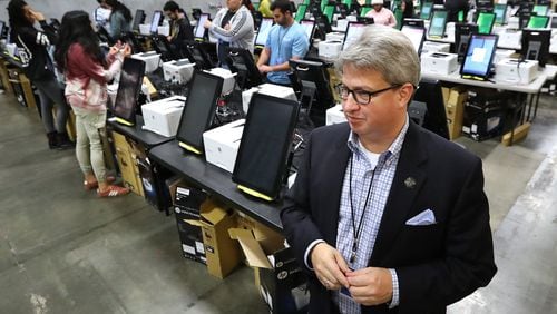 January 14, 2020 Atlanta: Implementation Manager Gabriel Sterling discusses the state’s new voting machines while they are tested and packed in a local warehouse on Tuesday, January 20, 2020, in Atlanta. Curtis Compton ccompton@ajc.com