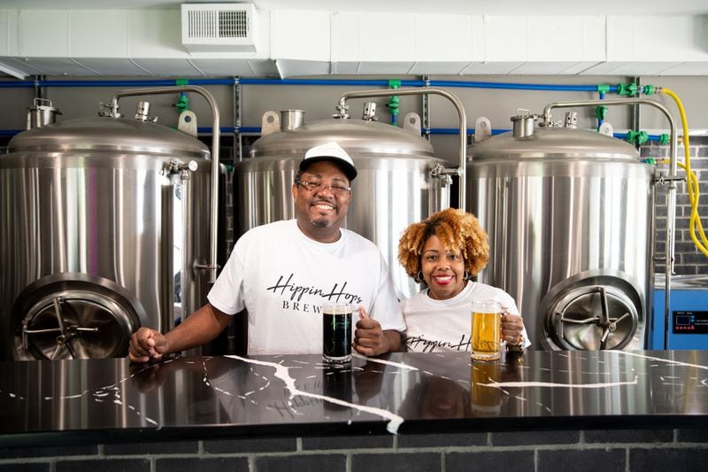 Hippin Hops Brewery owners Clarence Boston and Donnica Boston. (Mia Yakel for The Atlanta Journal-Constitution)