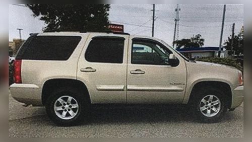 Police found a tan 2008 GMC Yukon with Georgia tag TRINI3 allegedly used by suspect Charles Hamilton. (Credit: Gwinnett County Police Department)