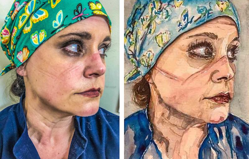 Amanda Chenault is a critical care nurse at Emory Saint Joseph’s Hospital. A German artist saw this photograph of Chenault on Facebook and painted this picture of her with the caption. "with respect to front-line healthcare workers, not only in times of corona."
contributed